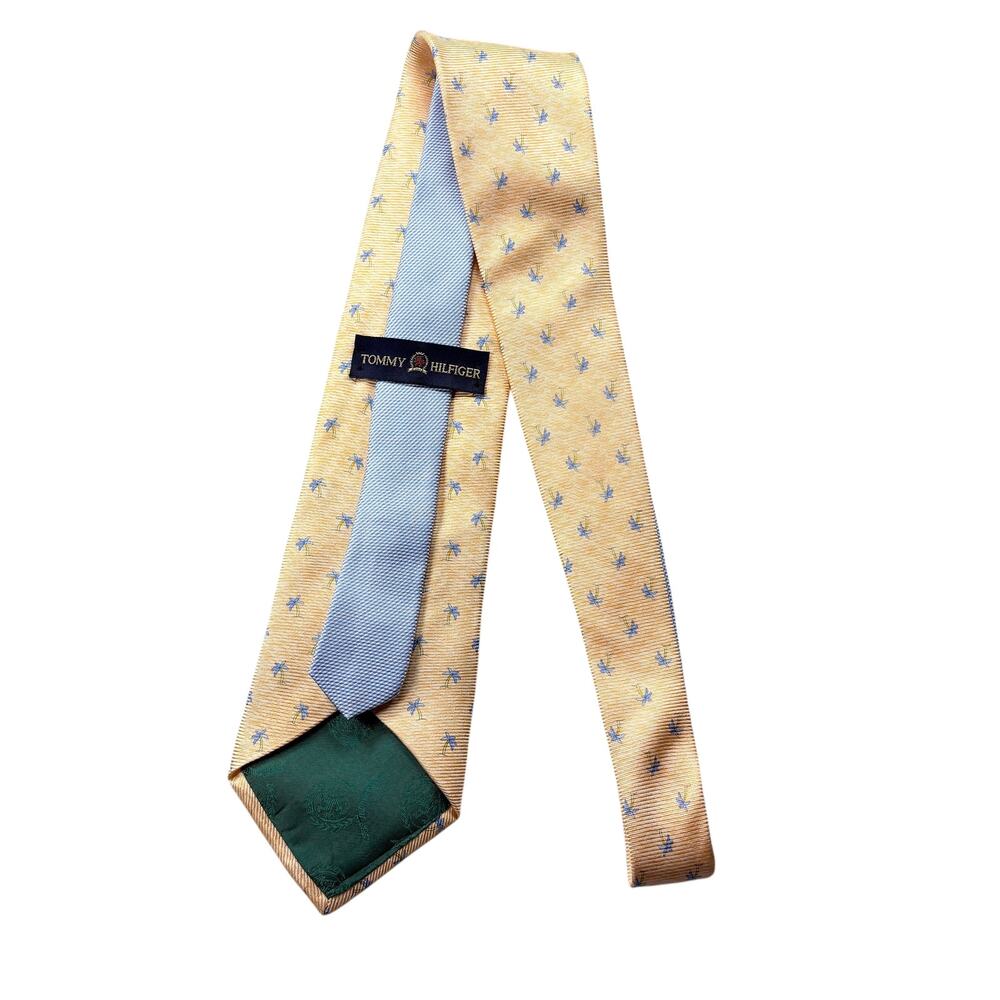 Tommy Hilfiger Tie Palm Tree Print 100% Imported‎ Silk Printed in Italy - Picture 3 of 3